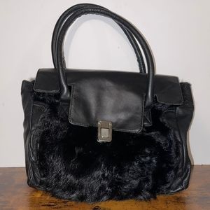 Topshop Shoulder Bag, Leather/Faux fur detail